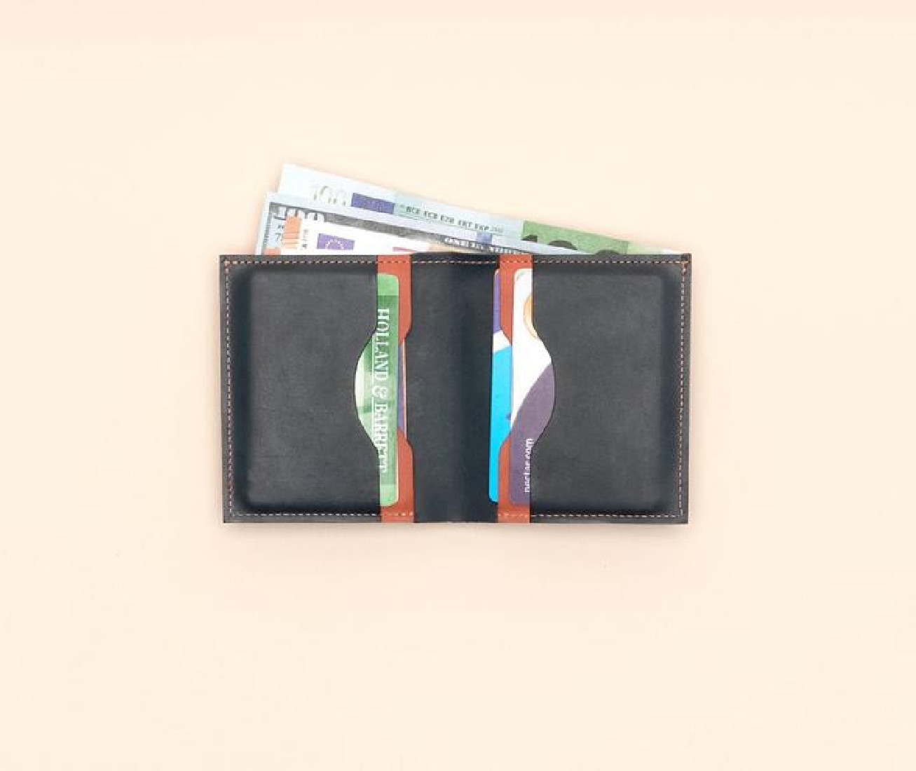 Paper Republic the square | leather wallet rustic rose & navy blue